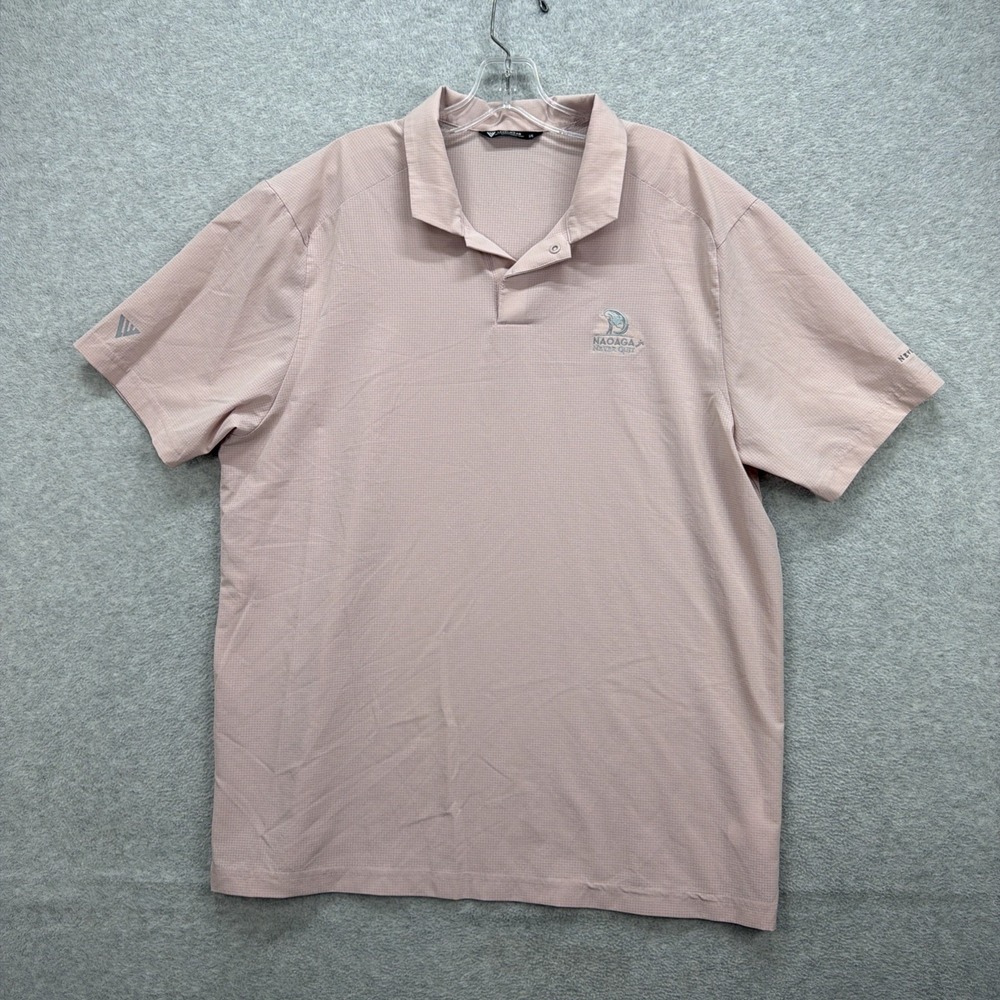 Levelwear Polo Shirt Men Large Pink Golf Performance Vented NAOAGA Jr Never Quit